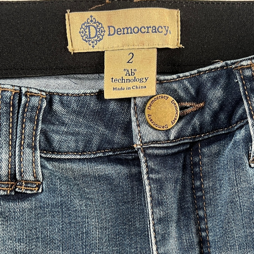 Democracy Distressed Blue Wide Leg Jeans - Picture 2 of 4